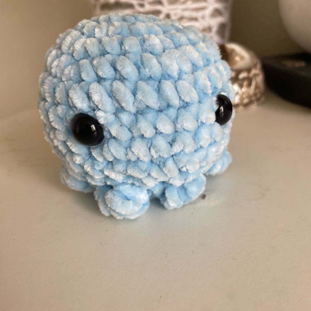 Cute Blue Plush Octopus Crochet handmade